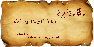 Őry Bogárka névjegykártya